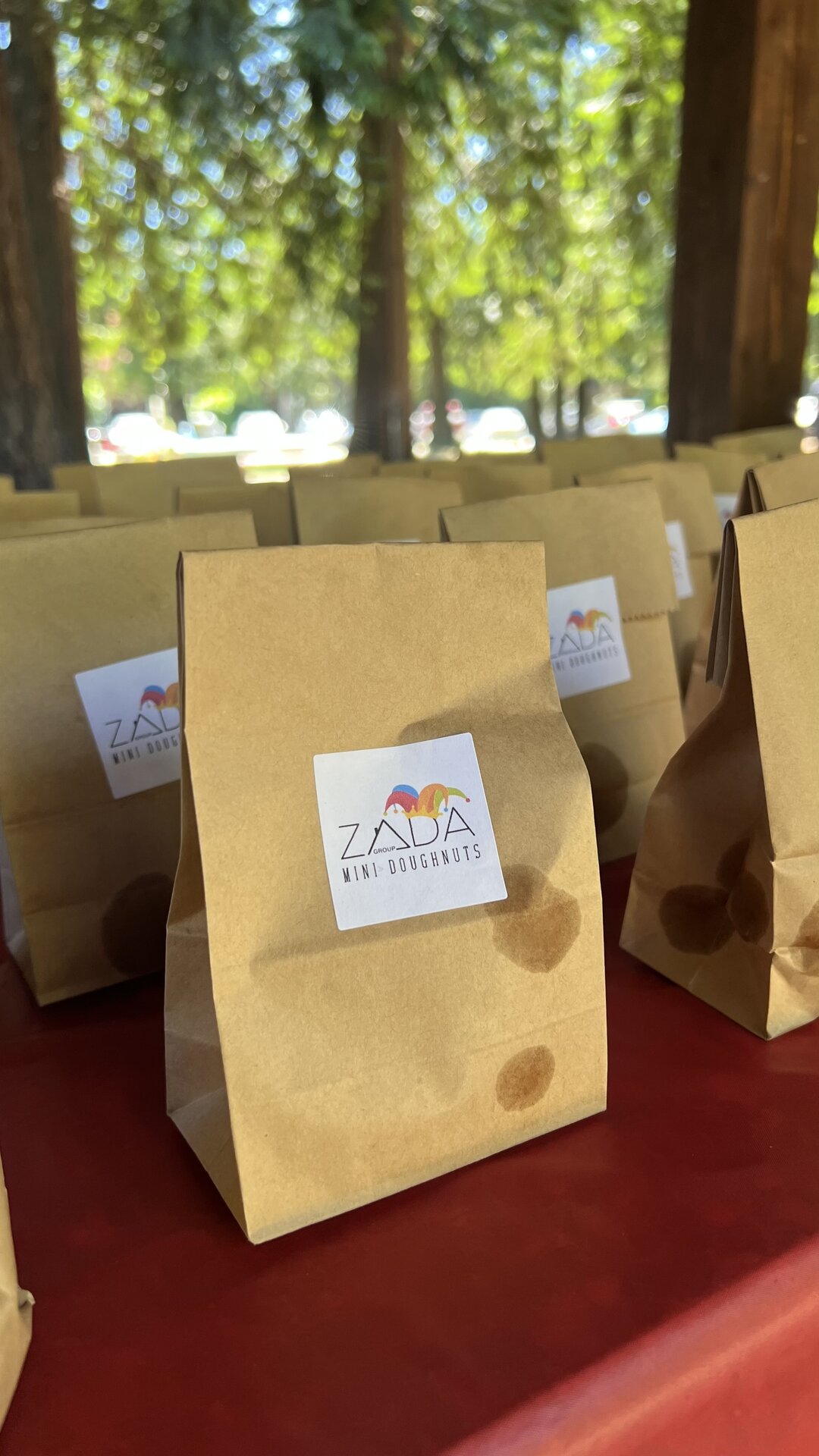 Branded mini doughnut bags at the Zada carnival