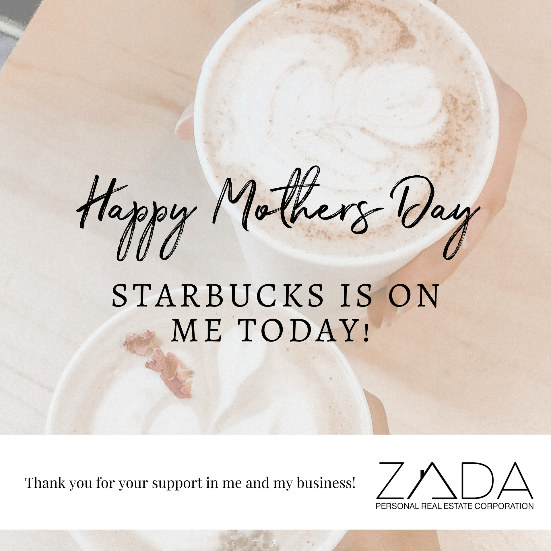Mother's Day Starbucks coffee promotion text sent by Zada Group