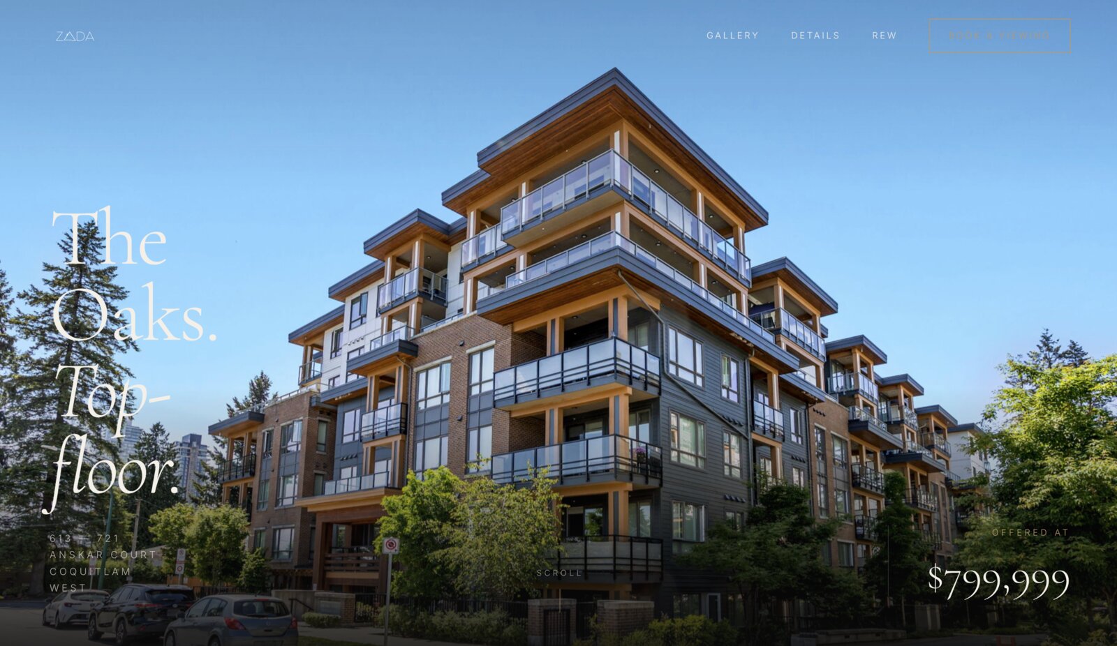 The Oaks — custom listing website built for 613 - 721 Anskar Court in Coquitlam by Zada Group